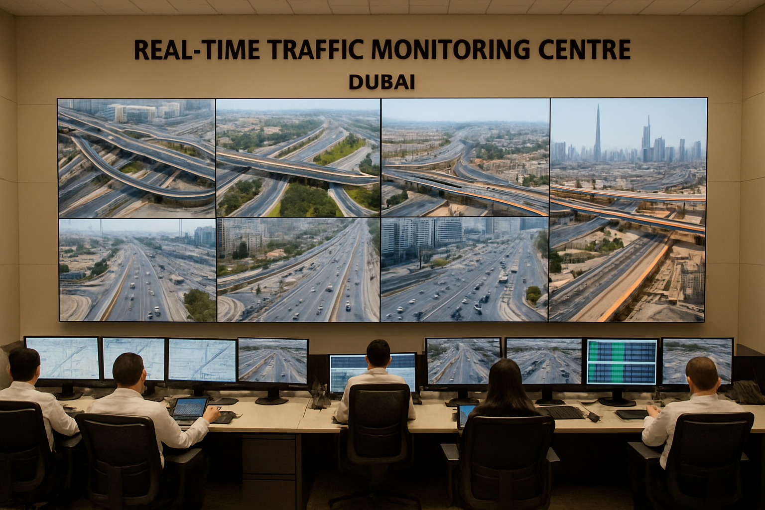 Real-time traffic monitoring centre in Dubai